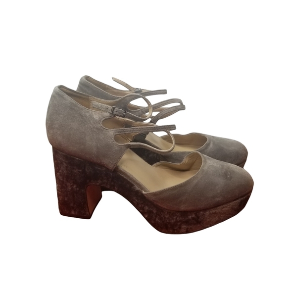 Vtg Y2k Coquette Whimsigoth Zac Posen velvet platform heels - Picture 1 of 13